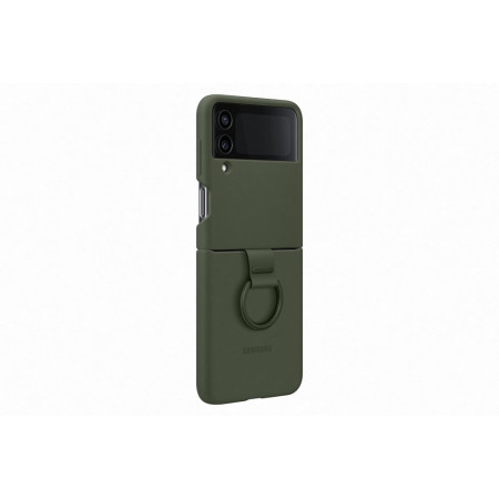 PF721TGE Silicone Cover with Ring for Samsung Galaxy Flip 4, Khaki (Khaki)