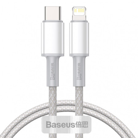 Baseus High Density Braided Fast Charging Data Cable Type-C to Lightning PD 20W 1m White (White)