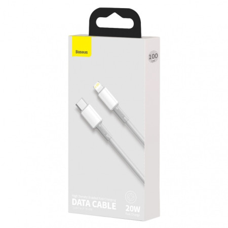 Baseus High Density Braided Fast Charging Data Cable Type-C to Lightning PD 20W 1m White (White)