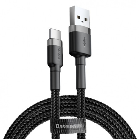 Baseus Cafule Cable durable nylon cord USB / USB-C QC3.0 3A 1m Black-Gray (Black and Grey)