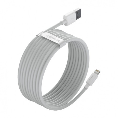 Baseus cable kit (USB - Lightning 2 pcs). fast charging 1.5m (White)