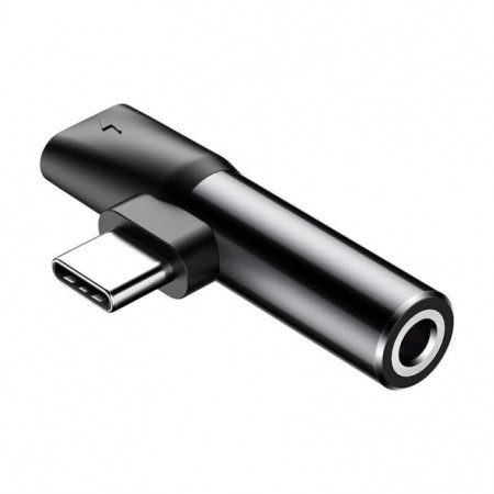 Baseus Audio Adapter USB-C to Mini Jack 3.5mm + USB-C Black (Black)