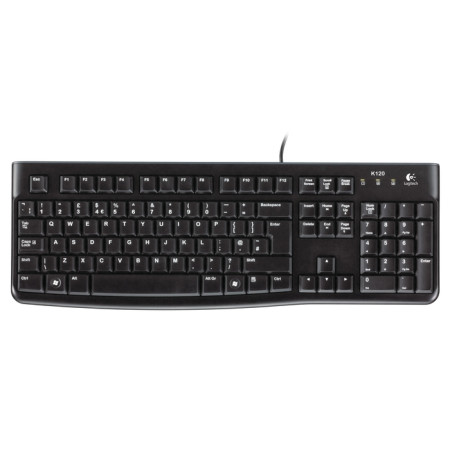 Logitech K120 Standard, Wired, EN/LT, 1.5 m, USB Port, Black, Lithuanian, 55 g