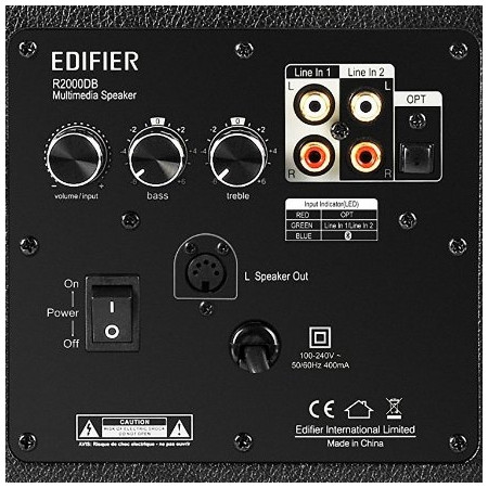 Edifier R2000DB Speaker type 2.0, 3.5mm/Bluetooth/Optical/Coaxial, Black, 120 W, Bluetooth