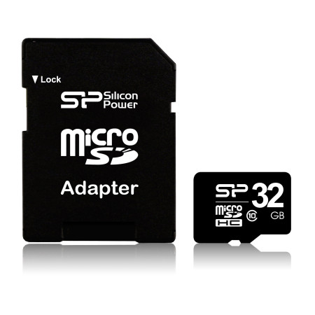 Silicon Power 32 GB, MicroSDHC, Flash memory class 10, SD adapter