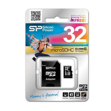 Silicon Power 32 GB, MicroSDHC, Flash memory class 10, SD adapter