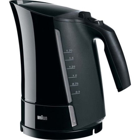 Braun WK 300 Standard kettle, Plastic, Black, 2200 W, 360 rotational base, 1.7 L