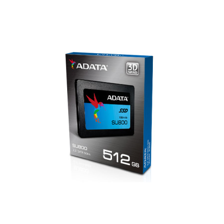 ADATA Ultimate SU800 512 GB, SSD form factor 2.5", SSD interface SATA, Read speed 560 MB/s, Write speed 520 MB/s