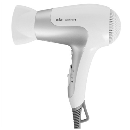 Braun Hair Dryer Satin Hair 5 HD 580 2500 W, Number of temperature settings 3, Ionic function, White/ silver