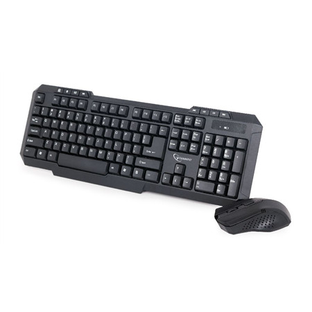 Gembird Desktop Set KBS-WM-02 Keyboard and Mouse Set, Wireless, Mouse included, US, US, Numeric keypad, 450 g, USB, Black, Wirel