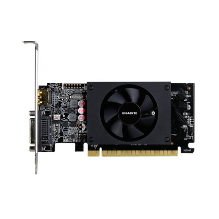 Gigabyte Low Profile NVIDIA, 2 GB, GeForce GT 710, GDDR5, PCI Express 2.0, Cooling type Active, Processor frequency 954 MHz, HDM