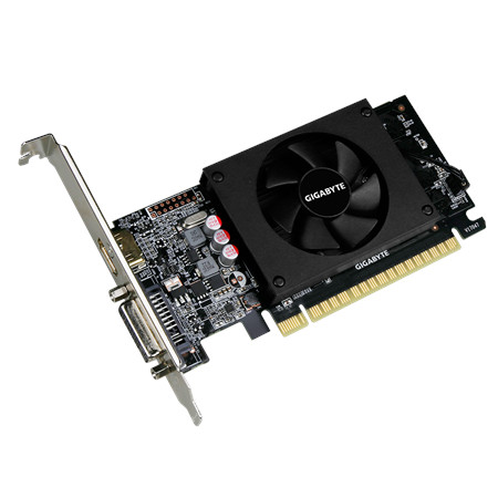 Gigabyte Low Profile NVIDIA, 2 GB, GeForce GT 710, GDDR5, PCI Express 2.0, Cooling type Active, Processor frequency 954 MHz, HDM