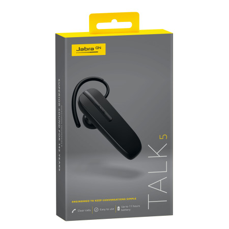 Jabra Talk 5 Volume control, 9.7 g, Black, Hands free device, 16.3 cm, 25.5 cm, 54.3 cm,