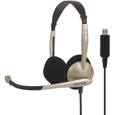 Koss Headphones CS100USB Wired, On-Ear, Microphone, USB Type-A, Noise canceling, Gold