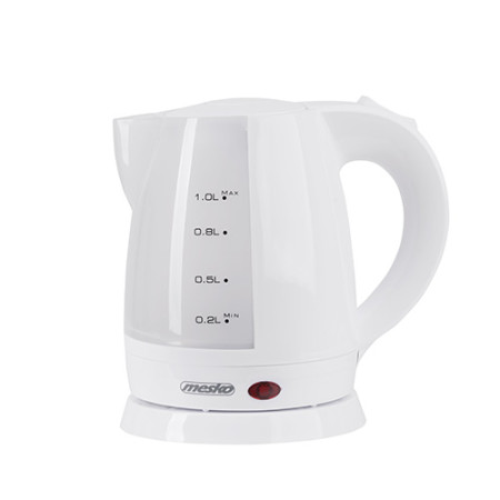 Mesko Kettle MS 1276 Standard, Plastic, White, 1600 W, 360 rotational base, 1 L