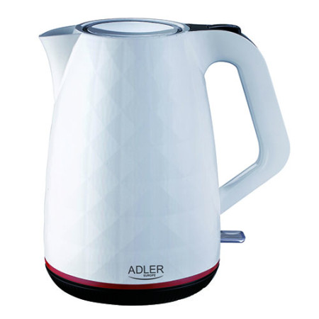 Adler Kettle AD 1277 Standard, Plastic, White, 2200 W, 360 rotational base, 1.7 L