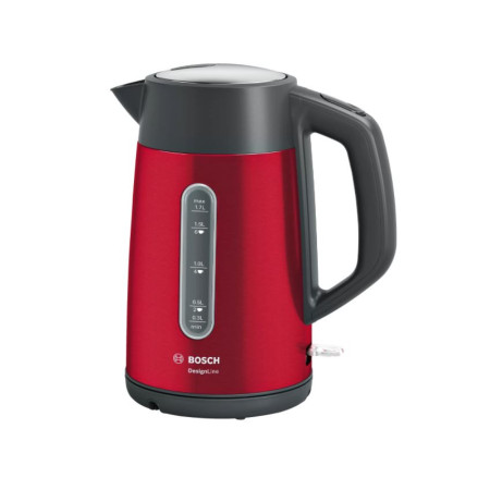 Bosch Kettle DesignLine TWK4P434 Electric, 2400 W, 1.7 L, Stainless steel, 360 rotational base, Red/Black