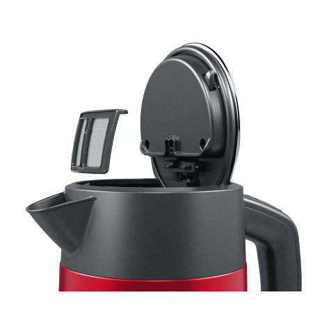 Bosch Kettle DesignLine TWK4P434 Electric, 2400 W, 1.7 L, Stainless steel, 360 rotational base, Red/Black