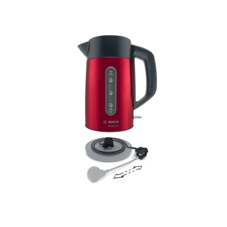 Bosch Kettle DesignLine TWK4P434 Electric, 2400 W, 1.7 L, Stainless steel, 360 rotational base, Red/Black