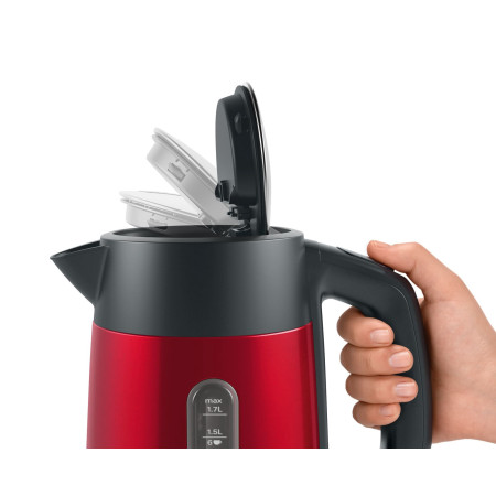 Bosch Kettle DesignLine TWK4P434 Electric, 2400 W, 1.7 L, Stainless steel, 360 rotational base, Red/Black