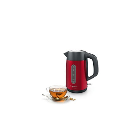 Bosch Kettle DesignLine TWK4P434 Electric, 2400 W, 1.7 L, Stainless steel, 360 rotational base, Red/Black