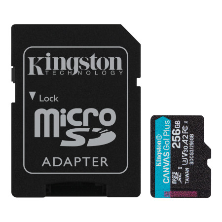 Kingston microSD Canvas Go! Plus 256 GB, MicroSD, Flash memory class 10, SD Adapter