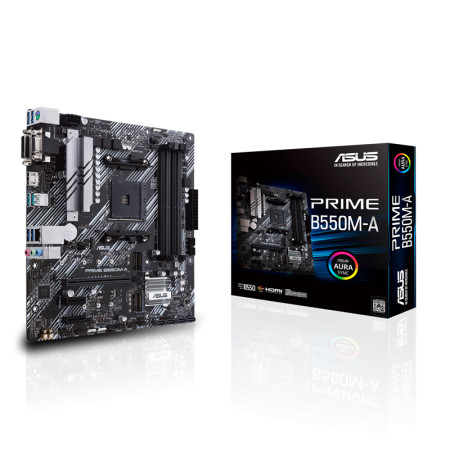 Asus PRIME B550M-A Processor family AMD, Processor socket AM4, DDR4, Memory slots 4, Supported hard disk drive interfaces M.2, S