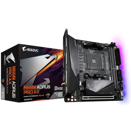 Gigabyte B550I AORUS PRO AX 1.0 Processor family AMD, Processor socket AM4, DDR4 DIMM, Memory slots 2, Chipset AMD B, Mini ITX