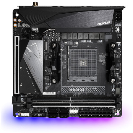 Gigabyte B550I AORUS PRO AX 1.0 Processor family AMD, Processor socket AM4, DDR4 DIMM, Memory slots 2, Chipset AMD B, Mini ITX