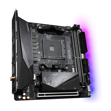 Gigabyte B550I AORUS PRO AX 1.0 Processor family AMD, Processor socket AM4, DDR4 DIMM, Memory slots 2, Chipset AMD B, Mini ITX