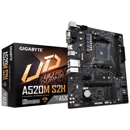 Gigabyte A520M S2H 1.0 Processor family AMD, Processor socket AM4, DDR4 DIMM, Memory slots 2, Chipset AMD A, Micro ATX