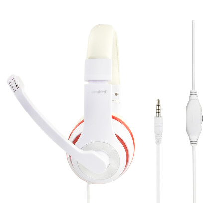 Gembird Stereo Headset MHS 03 WTRD White with Red Ring, Headset