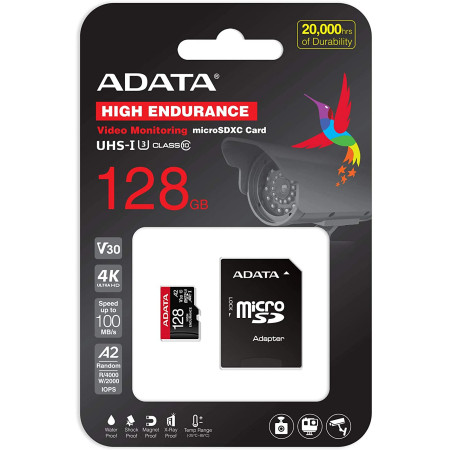 ADATA AUSDX128GUI3V30SHA2-RA1 Memory Card 128 GB, MicroSDXC, Flash memory class 10, Adapter, 80 MB/s, 100 MB/s