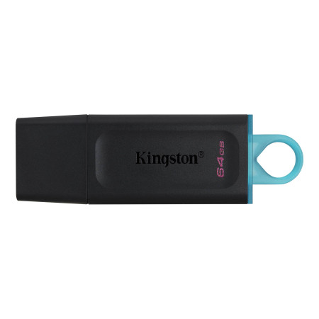 Kingston DataTraveler Exodia USB Flash Drive 64 GB, USB 3.2 Gen 1, Black/Blue, Protective Cap, Large loop