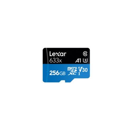 Lexar High-Performance 633x UHS-I micro SDXC, 256 GB, Class 10, U3, V30, A1, 45 MB/s, 100 MB/s