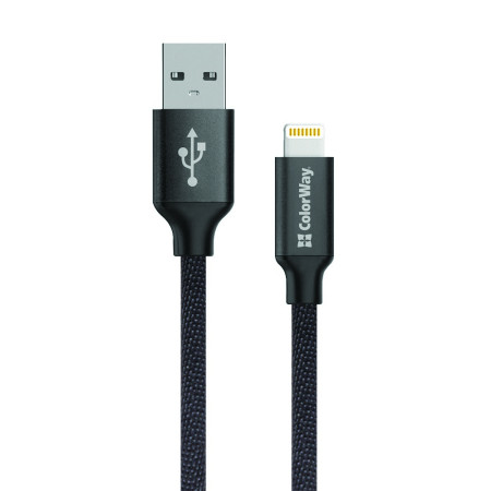 ColorWay Data Cable Apple Lightning Charging cable, Fast and safe charging Stable data transmission, Black, 1 m