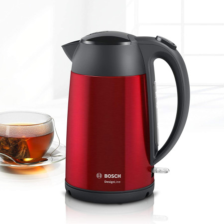 Bosch Kettle DesignLine TWK3P424 Electric, 2400 W, 1.7 L, Stainless steel, 360 rotational base, Red