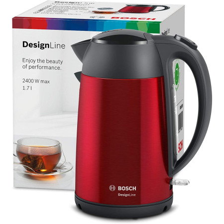 Bosch Kettle DesignLine TWK3P424 Electric, 2400 W, 1.7 L, Stainless steel, 360 rotational base, Red