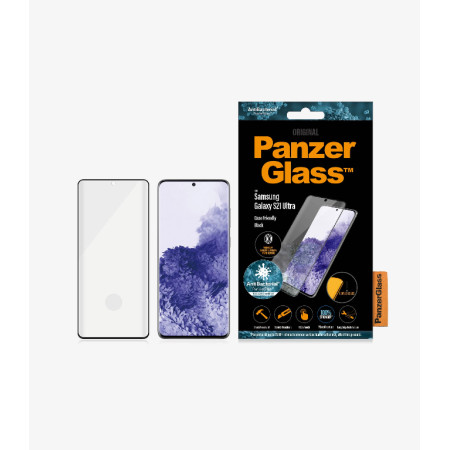 PanzerGlass Samsung, Galaxy S21 Ultra Series, Antibacterial glass, Black, Antifingerprint screen protector, Case Friendly, Compa