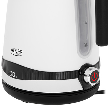 Adler Kettle AD 1295w Electric, 2200 W, 1.7 L, Stainless steel, 360 rotational base, White