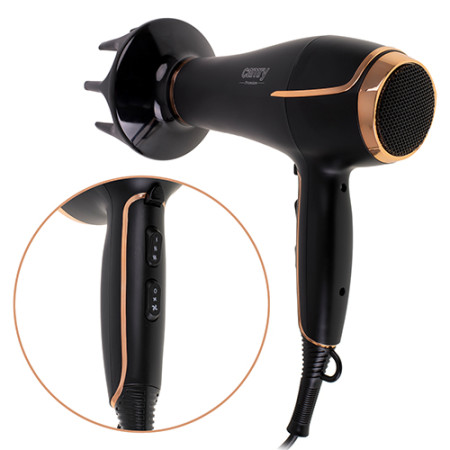 Camry Hair Dryer CR 2255 2200 W, Number of temperature settings 3, Diffuser nozzle, Black