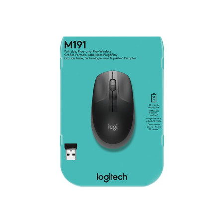 Logitech Full size Mouse M190 Wireless, Charcoal, USB