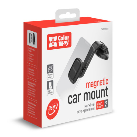 ColorWay Magnetic Car Holder For Smartphone Dashboard-2 Gray, Adjustable, 360