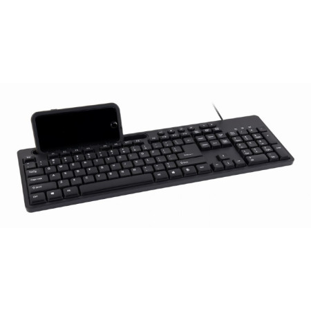 Gembird Multimedia keyboard with phone stand KB-UM-108 USB Keyboard, Wired, US, Black