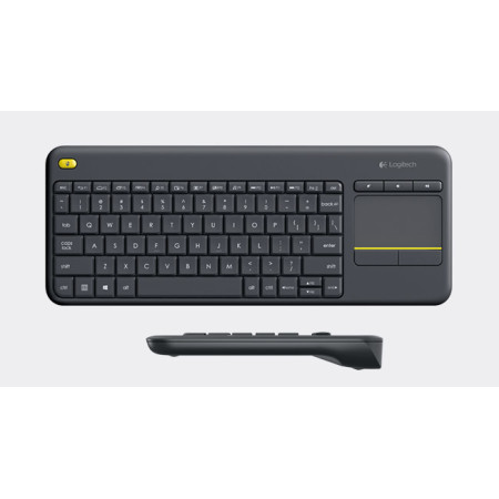 Logitech K400 Plus Keyboard with Trackpad, Wireless, NL, 380 g, USB port, Black