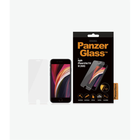 PanzerGlass Screen Protector, Iphone 6/6s/7/8/SE (2020), Glass, Crystal Clear, Rounded edges