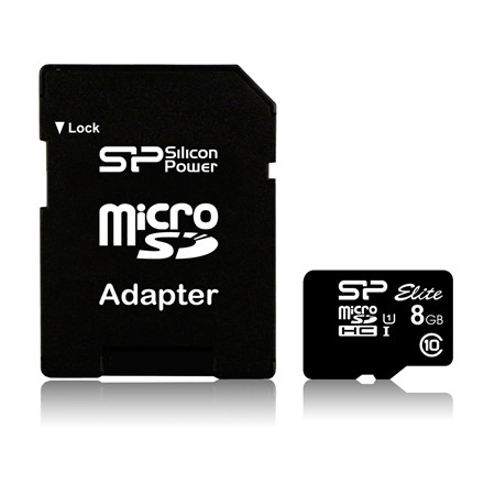 Silicon Power Elite 8GB microSDHC UHS-I 8 GB, Micro SDHC, Flash memory class Class 10, SD