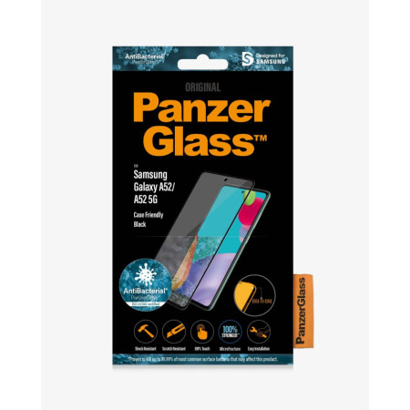 PanzerGlass Samsung, Galaxy A52, Black/Transparent, Antifingerprint screen protector, Case friendly