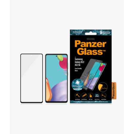 PanzerGlass Samsung, Galaxy A52, Black/Transparent, Antifingerprint screen protector, Case friendly