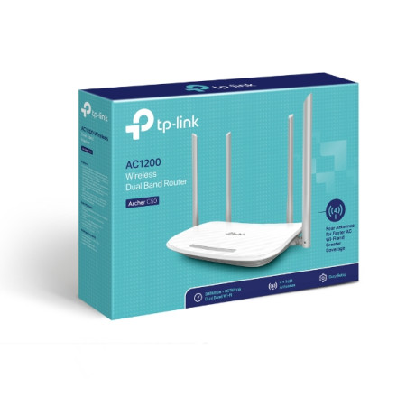 TP-LINK Router Archer C50 802.11ac, 300+867 Mbit/s, 10/100 Mbit/s, Ethernet LAN (RJ-45) ports 4, Antenna type 2xExternal, 1xUSB 